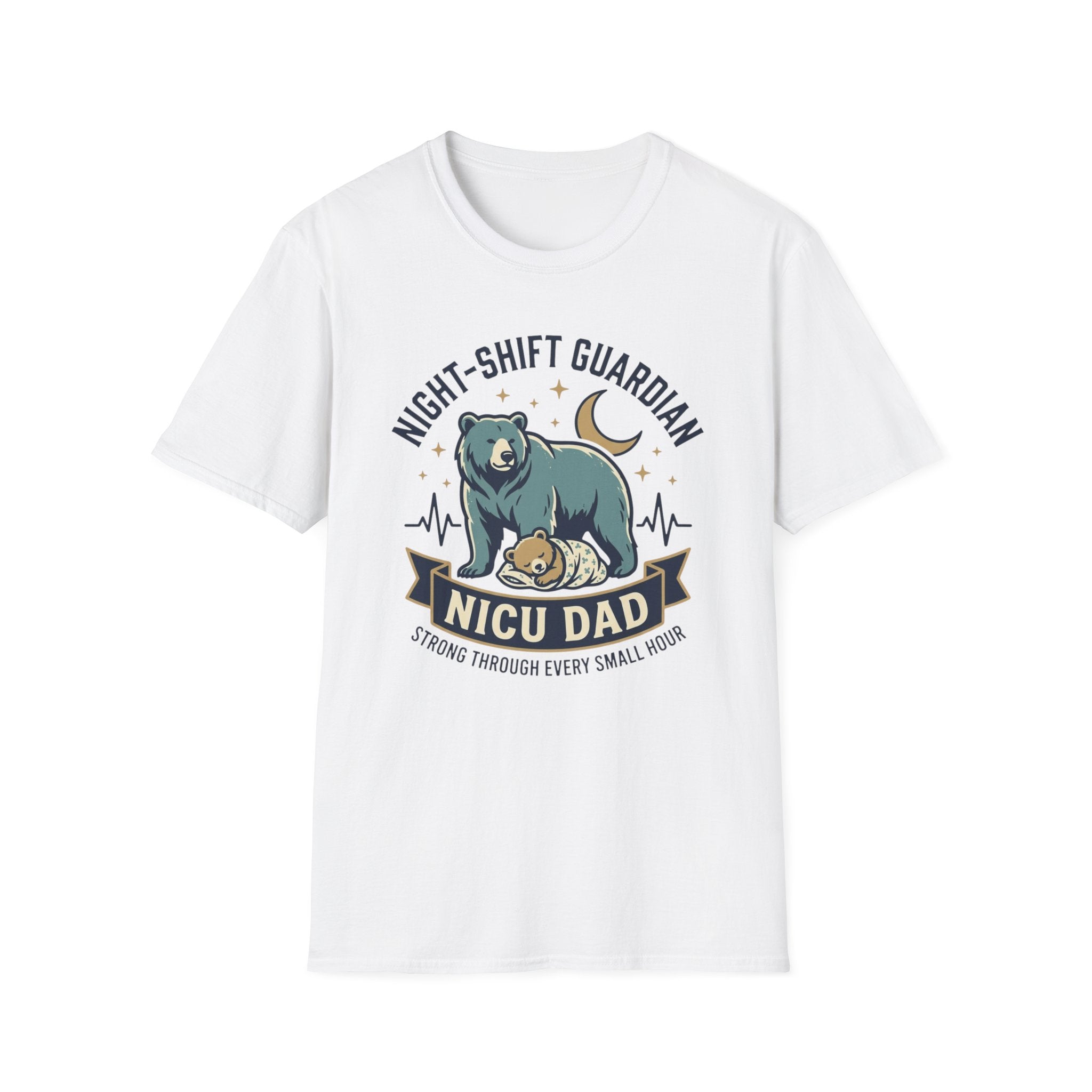 Night-Shift Guardian NICU Dad T-Shirt — Caring Bear Design for Nurses & Pediatric Caregivers