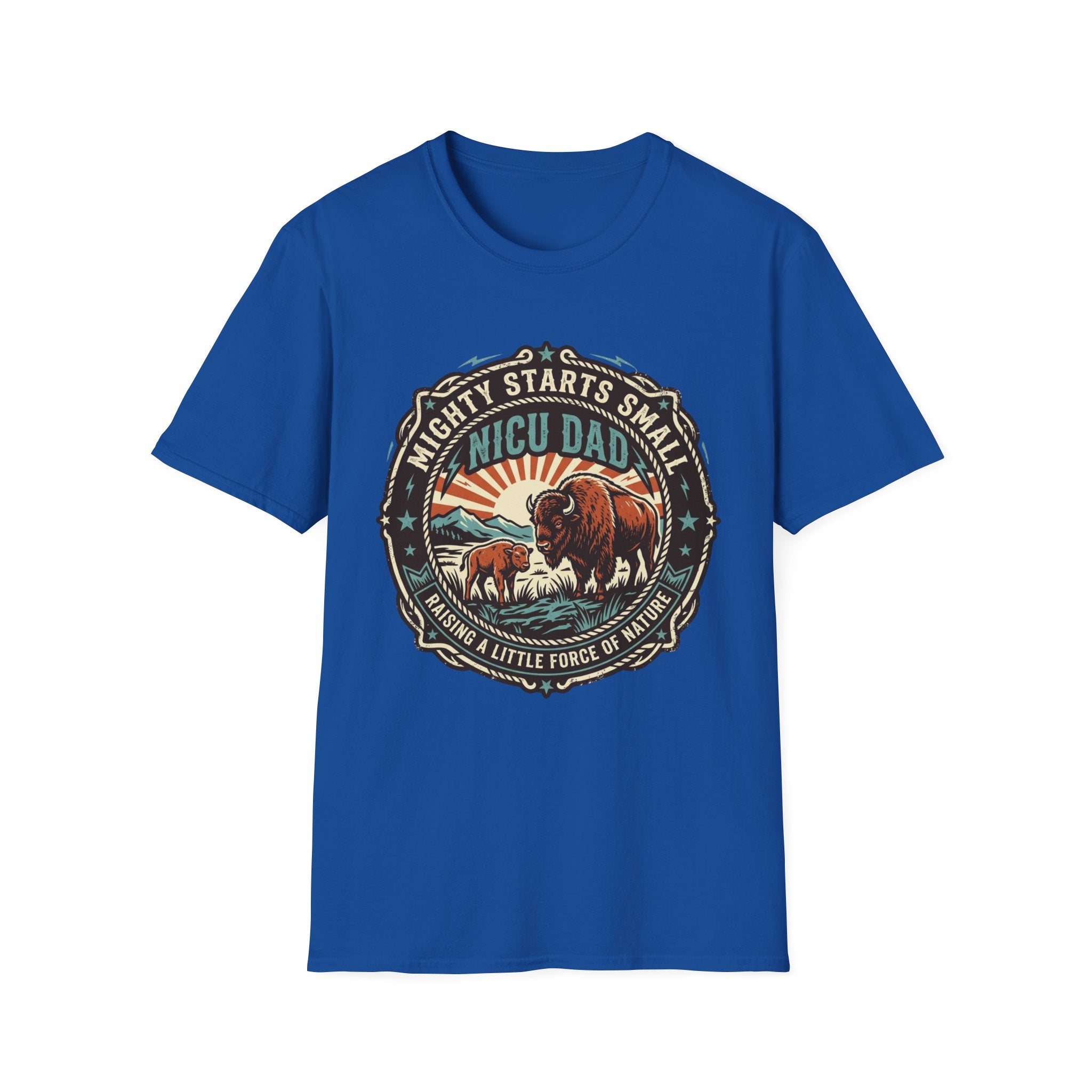 NICU Dad T-Shirt — "Mighty Starts Small" Vintage Buffalo Tribute