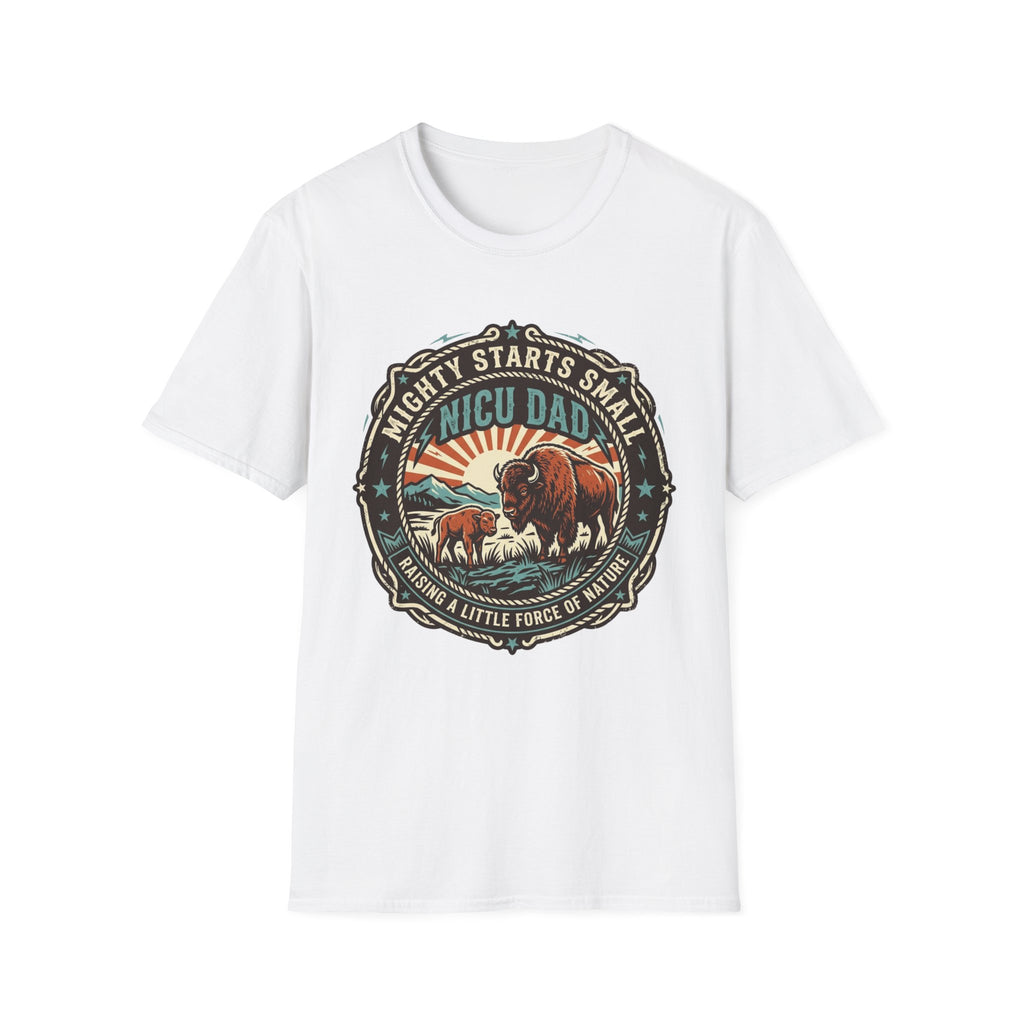 NICU Dad T-Shirt — "Mighty Starts Small" Vintage Buffalo Tribute