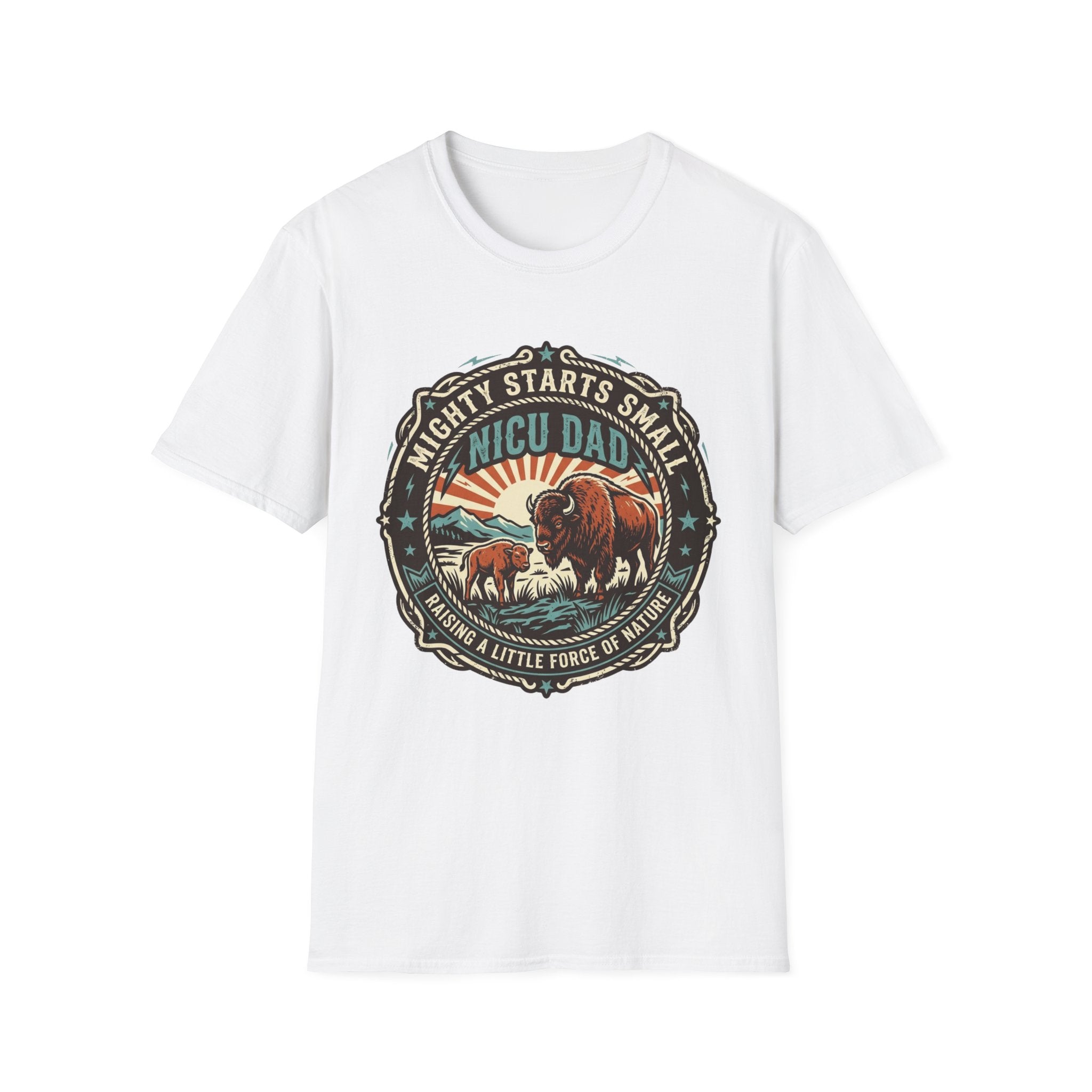 NICU Dad T-Shirt — "Mighty Starts Small" Vintage Buffalo Tribute