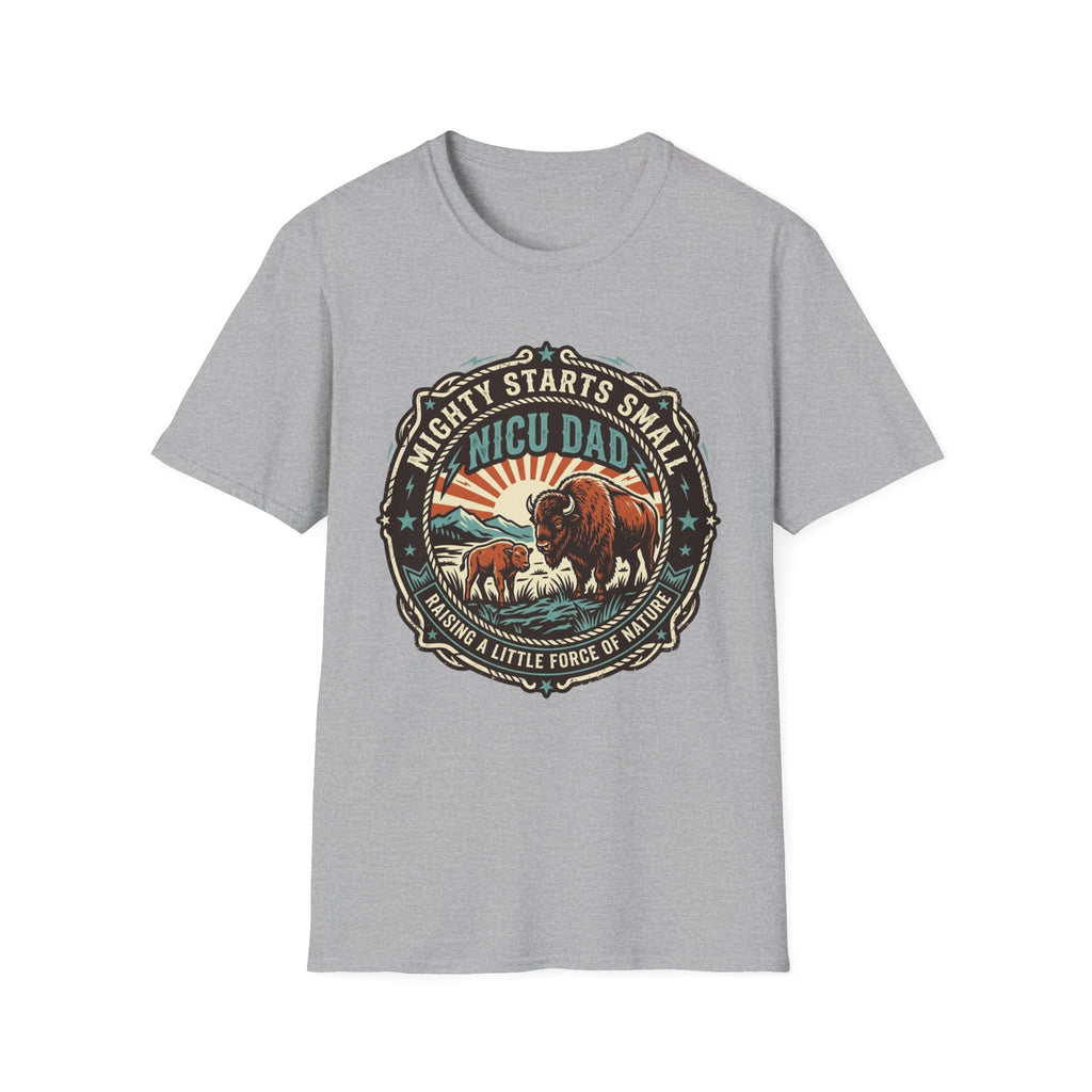 NICU Dad T-Shirt — "Mighty Starts Small" Vintage Buffalo Tribute