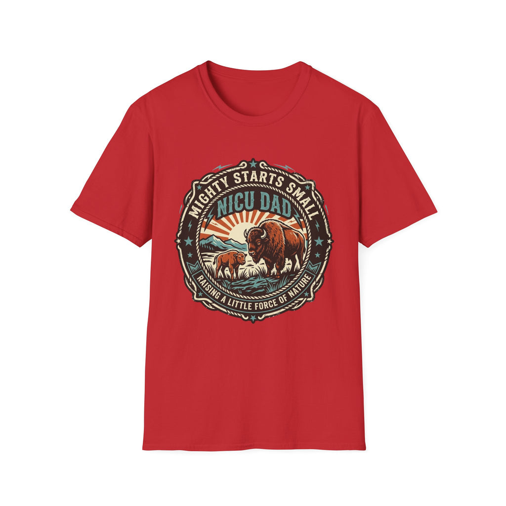 NICU Dad T-Shirt — "Mighty Starts Small" Vintage Buffalo Tribute