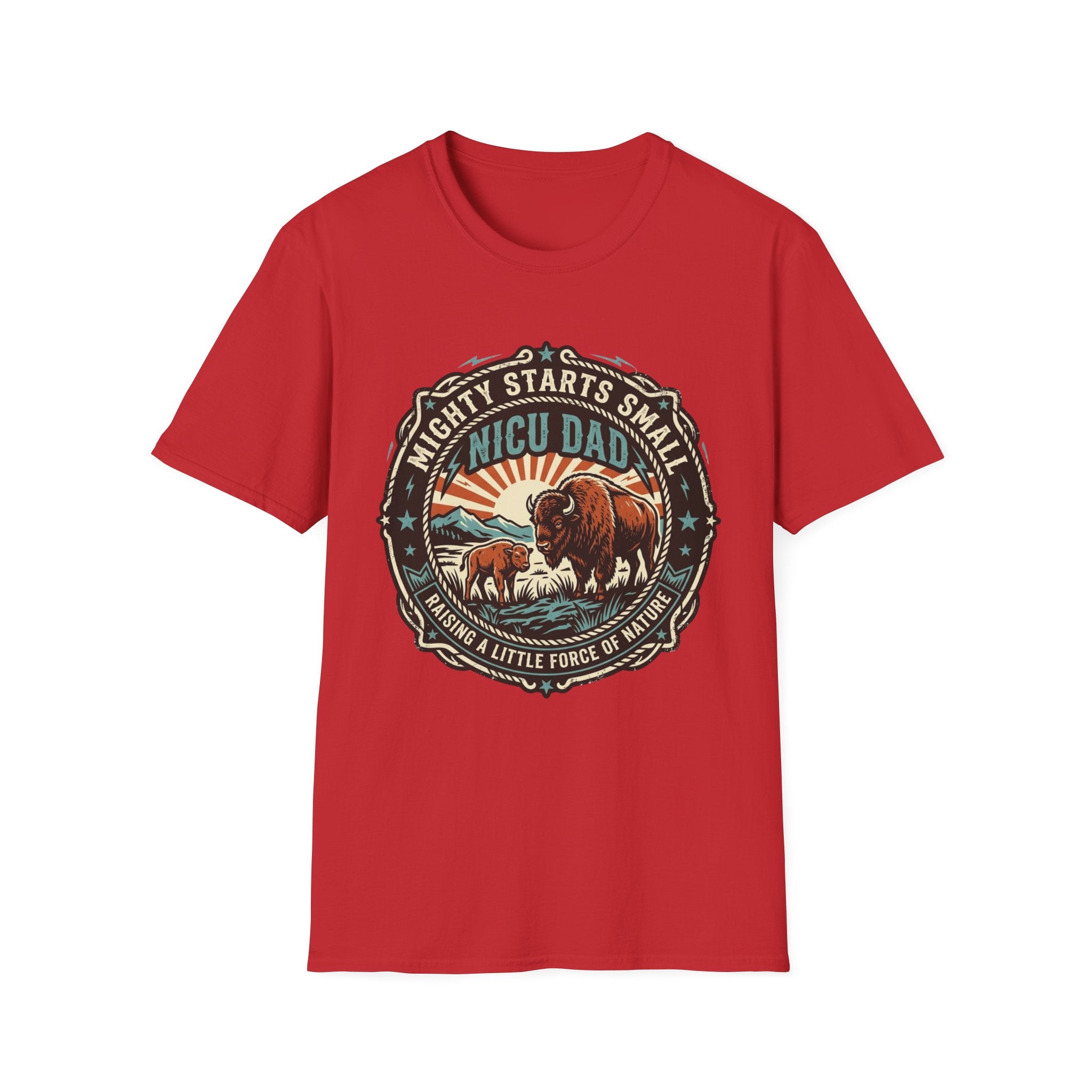 NICU Dad T-Shirt — "Mighty Starts Small" Vintage Buffalo Tribute