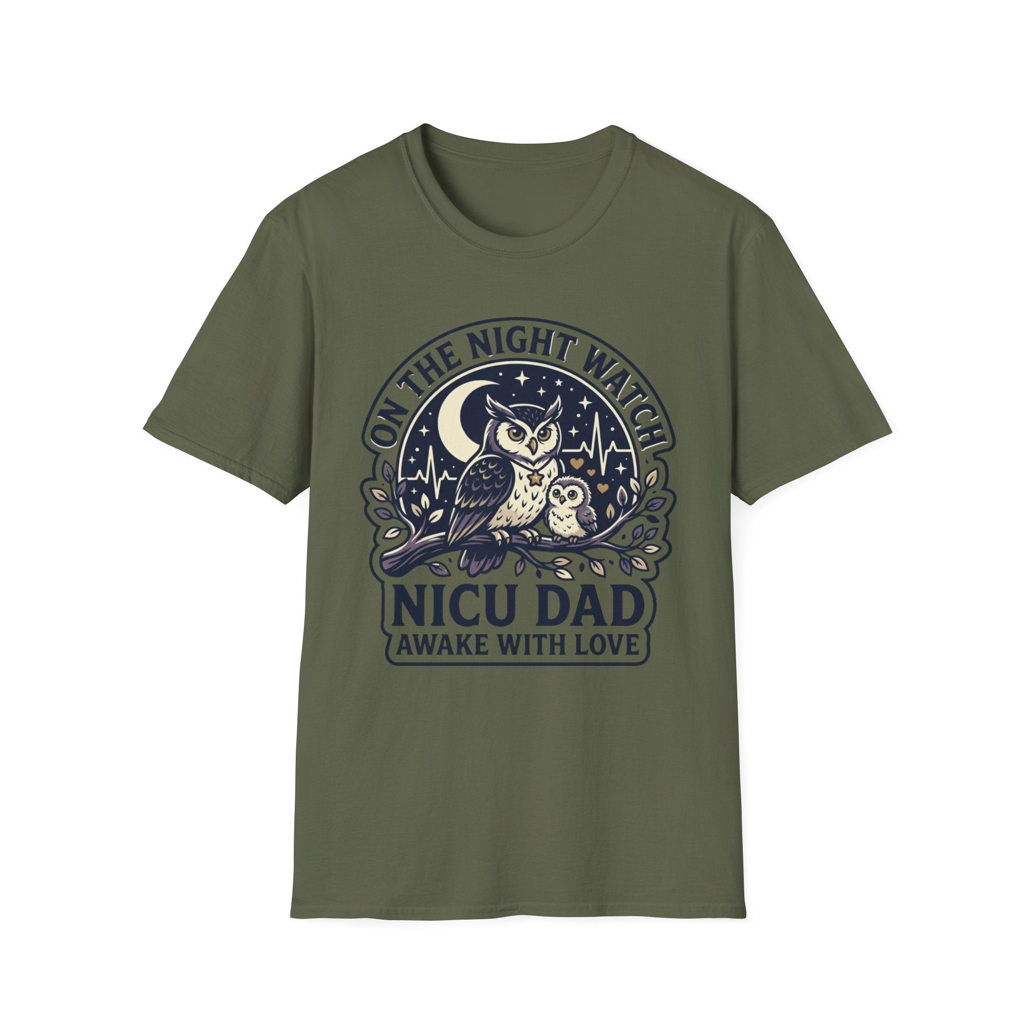 NICU Dad T‑Shirt — "On the Night Watch" Owl Design | Newborn & NICU Parent Gift