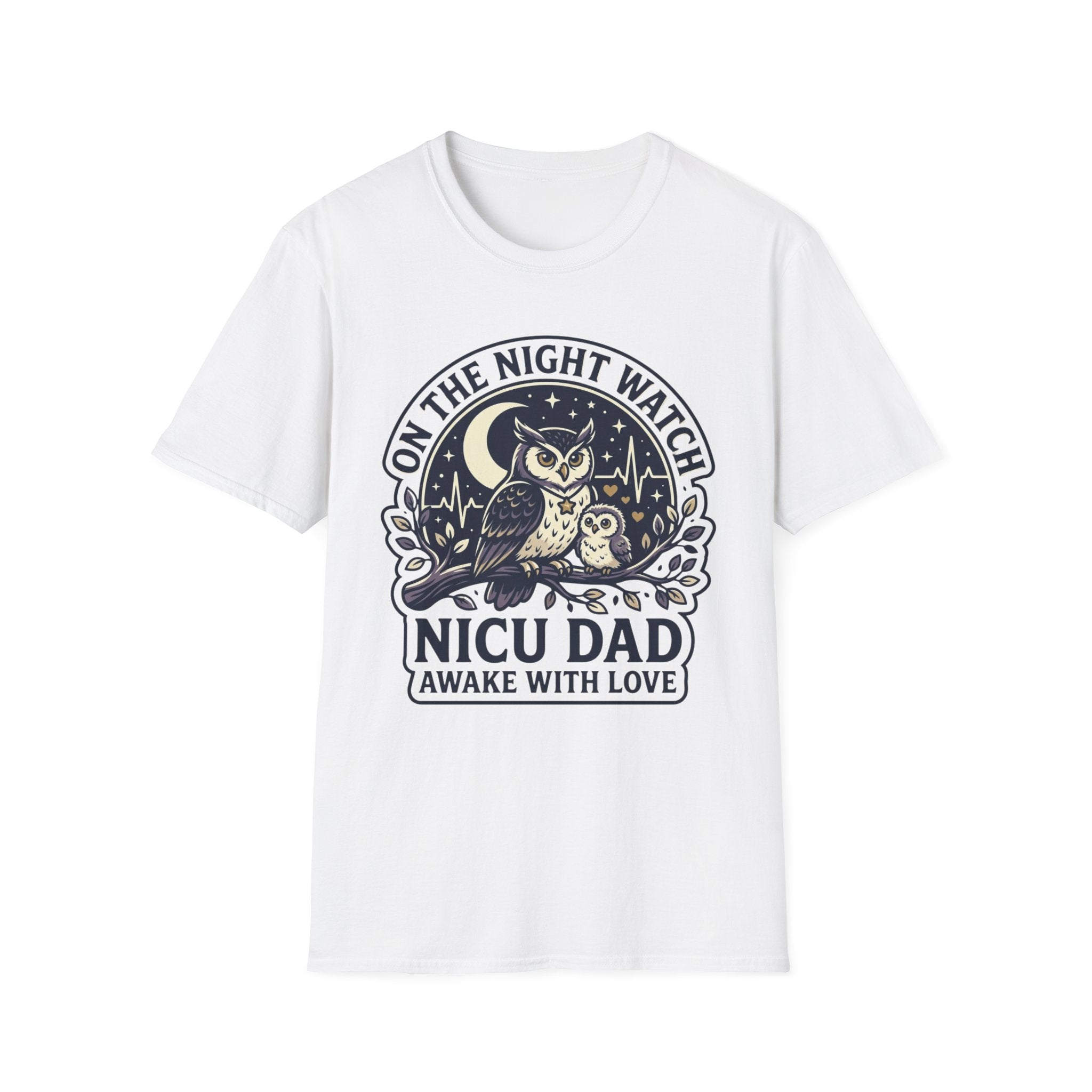 NICU Dad T‑Shirt — "On the Night Watch" Owl Design | Newborn & NICU Parent Gift