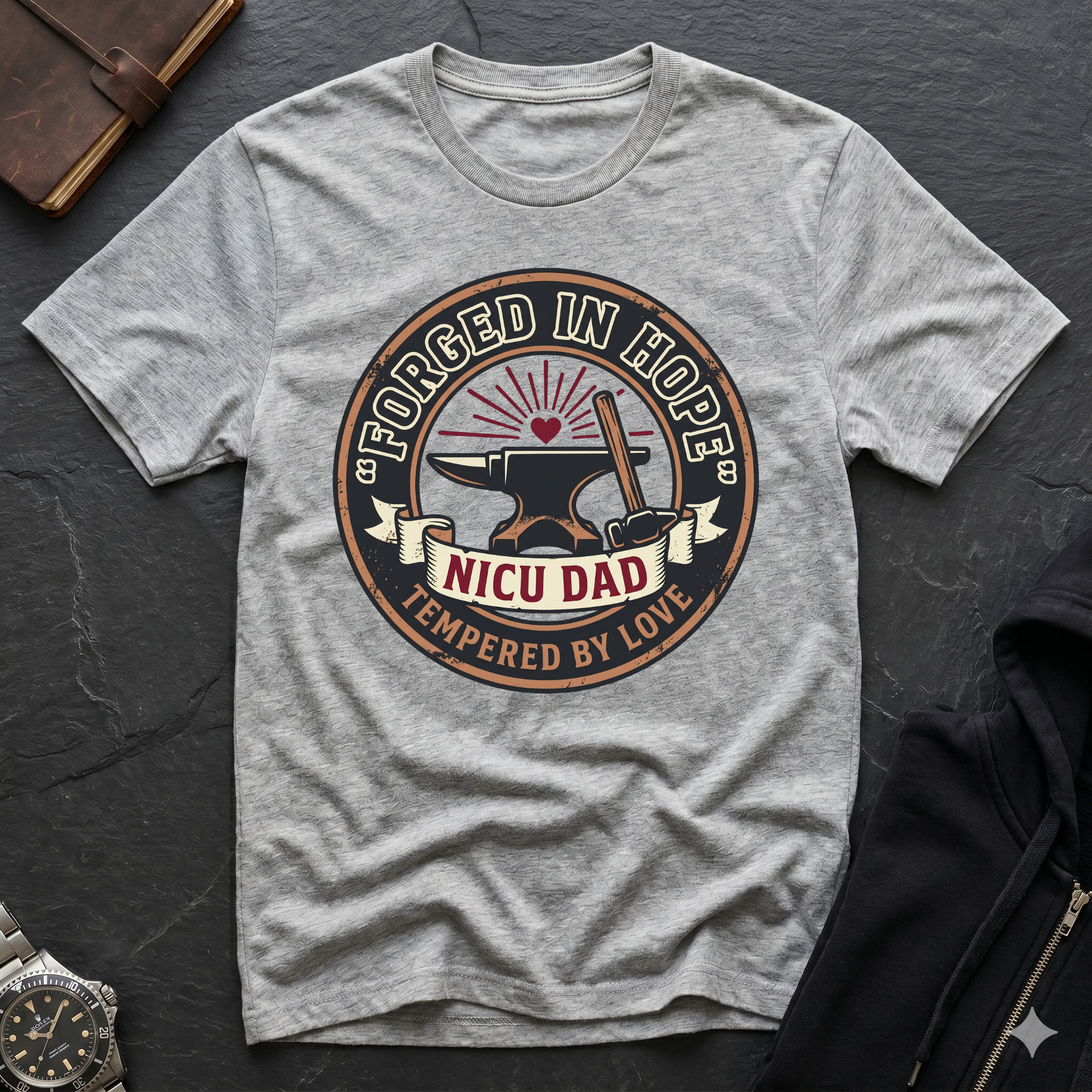 Forged in Hope NICU Dad T-Shirt — Newborn NICU Support Tee