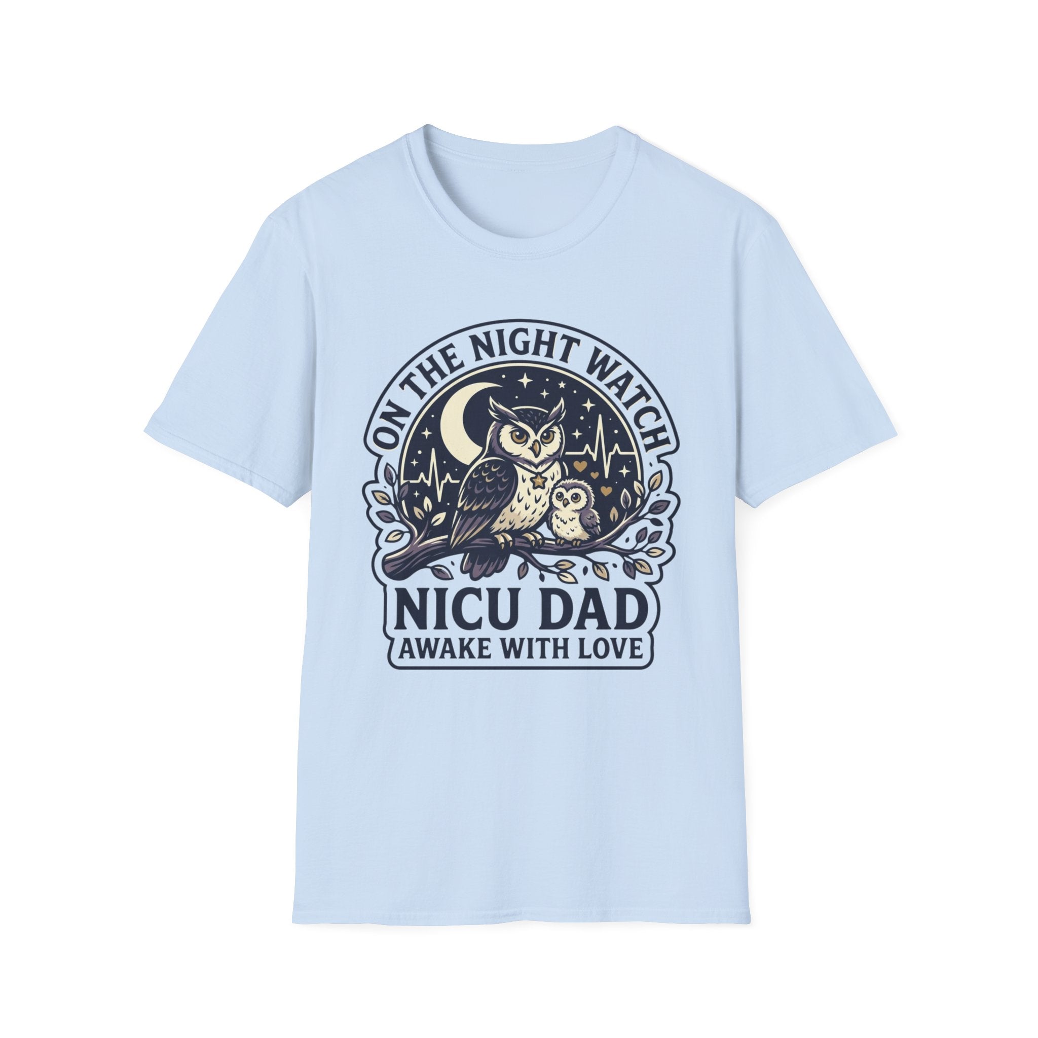 NICU Dad T‑Shirt — "On the Night Watch" Owl Design | Newborn & NICU Parent Gift