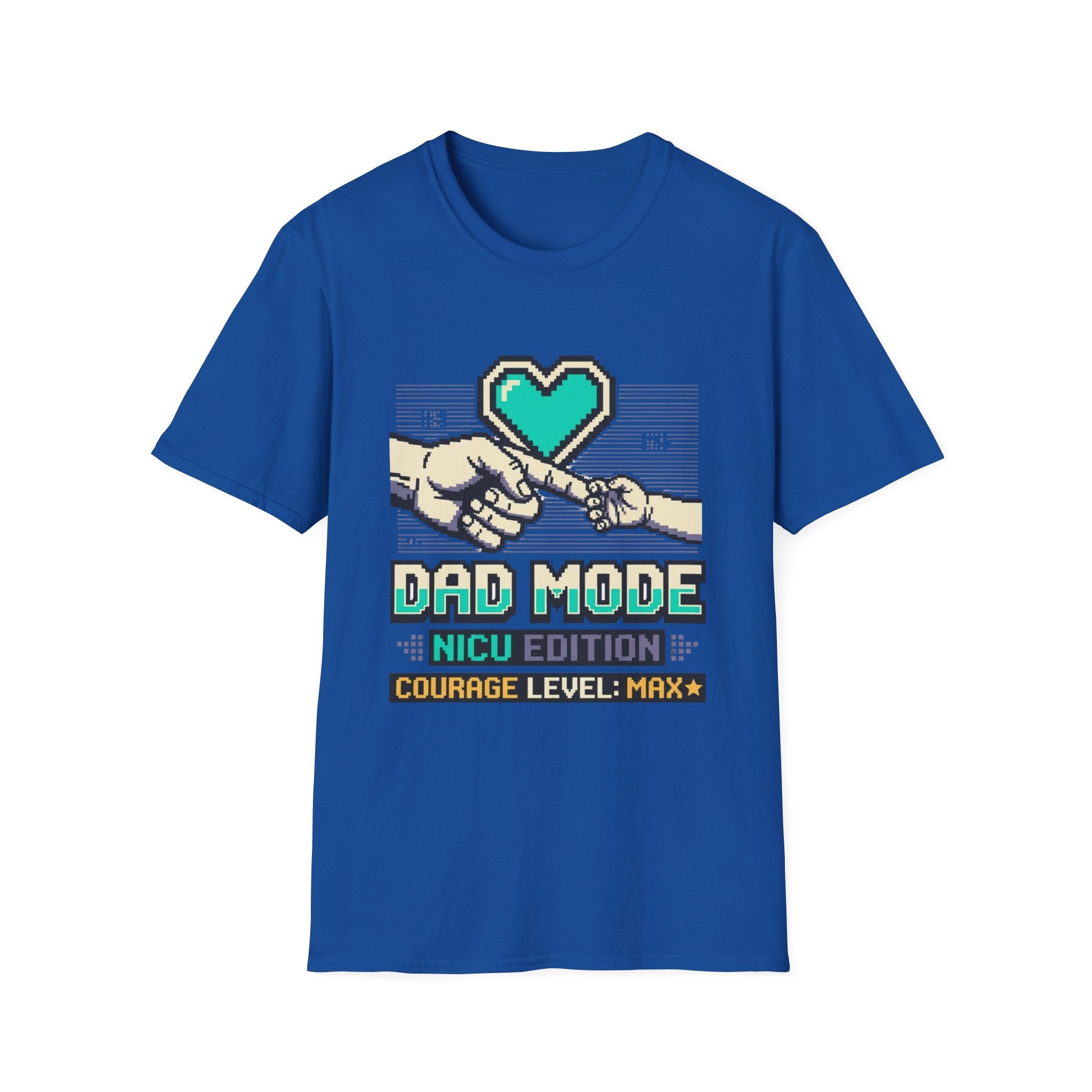 Dad Mode T-Shirt — Retro Pixel Heart Fatherhood Tee