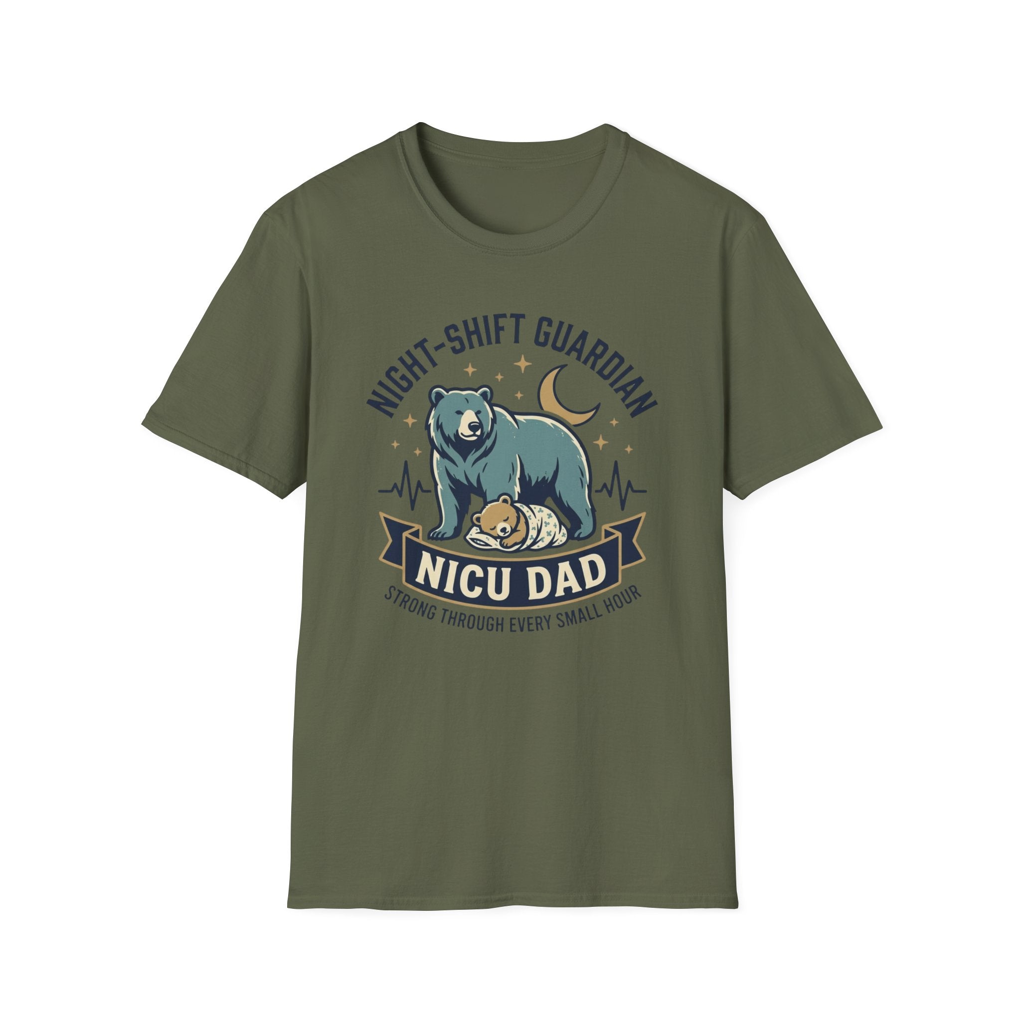 Night-Shift Guardian NICU Dad T-Shirt — Caring Bear Design for Nurses & Pediatric Caregivers