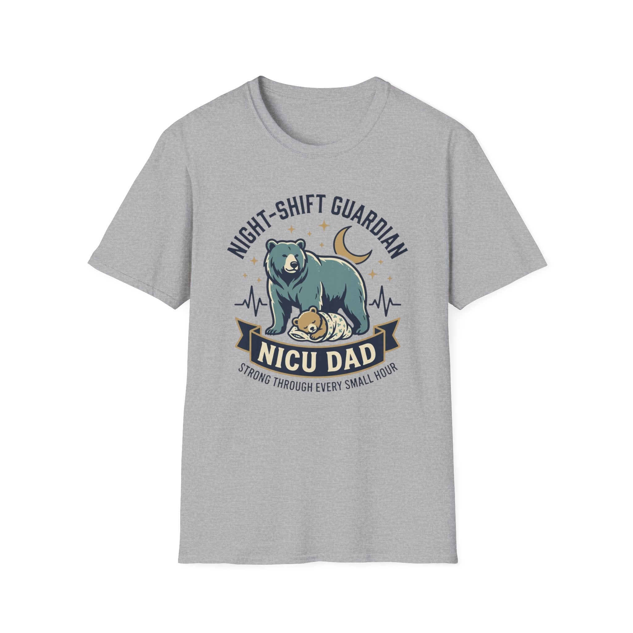 Night-Shift Guardian NICU Dad T-Shirt — Caring Bear Design for Nurses & Pediatric Caregivers