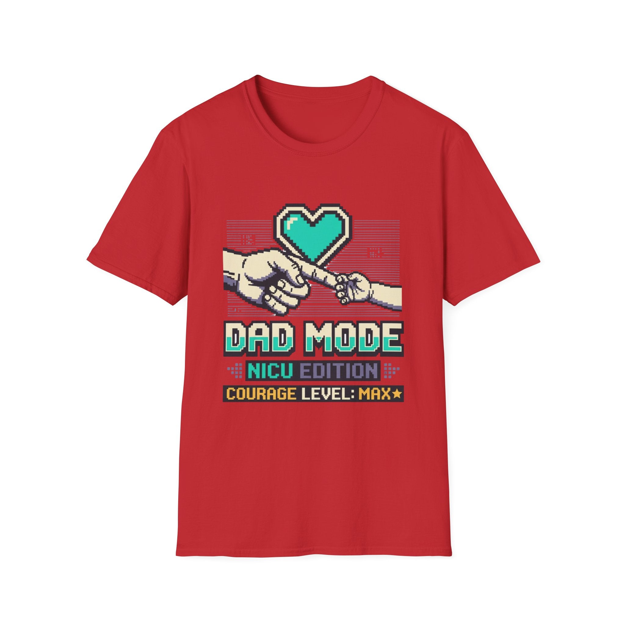 Dad Mode T-Shirt — Retro Pixel Heart Fatherhood Tee