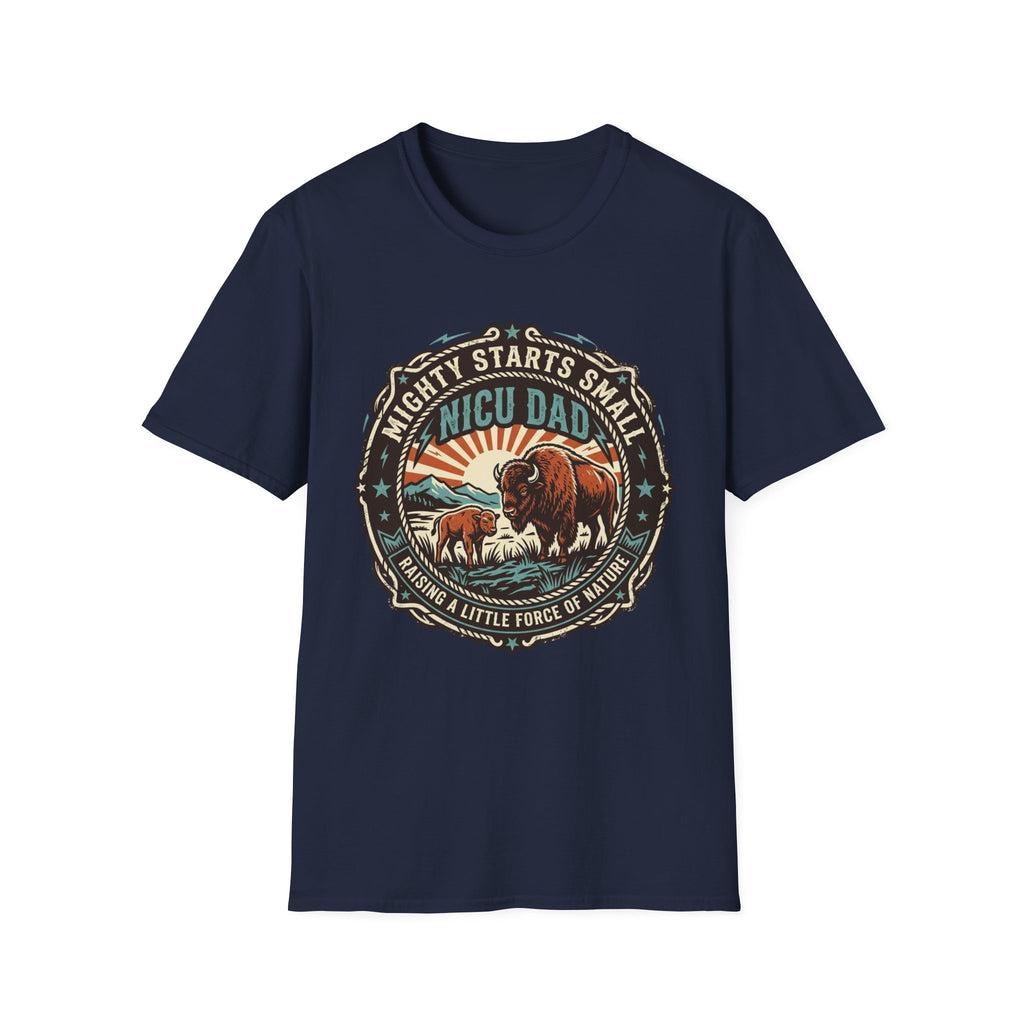 NICU Dad T-Shirt — "Mighty Starts Small" Vintage Buffalo Tribute
