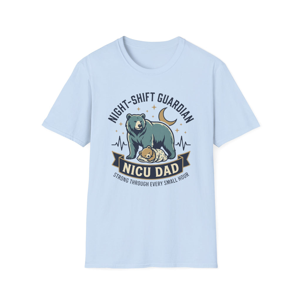 Night-Shift Guardian NICU Dad T-Shirt — Caring Bear Design for Nurses & Pediatric Caregivers