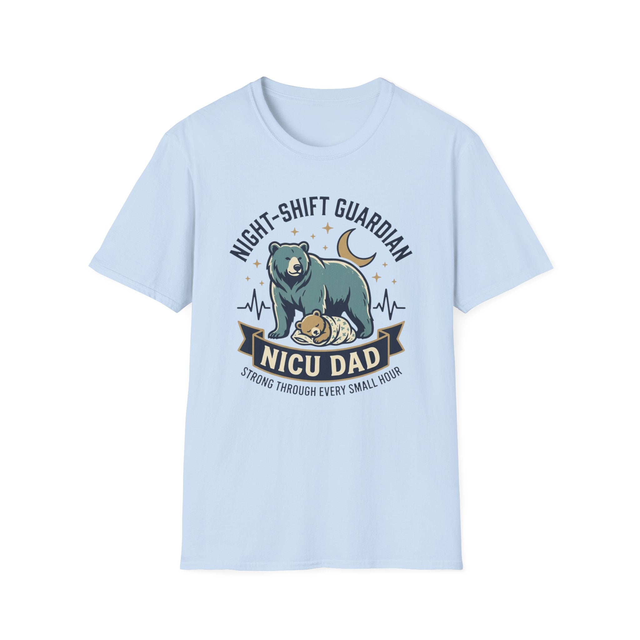 Night-Shift Guardian NICU Dad T-Shirt — Caring Bear Design for Nurses & Pediatric Caregivers