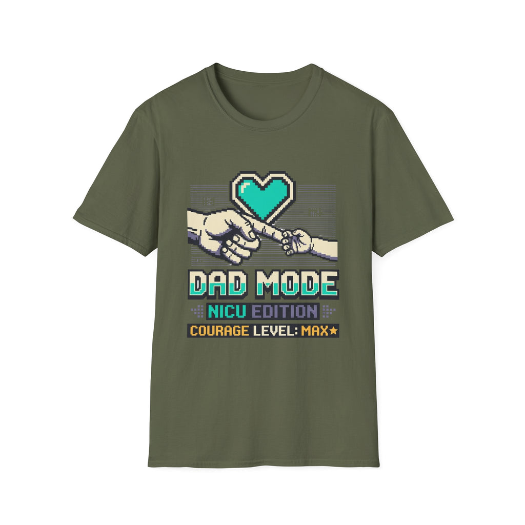Dad Mode T-Shirt — Retro Pixel Heart Fatherhood Tee
