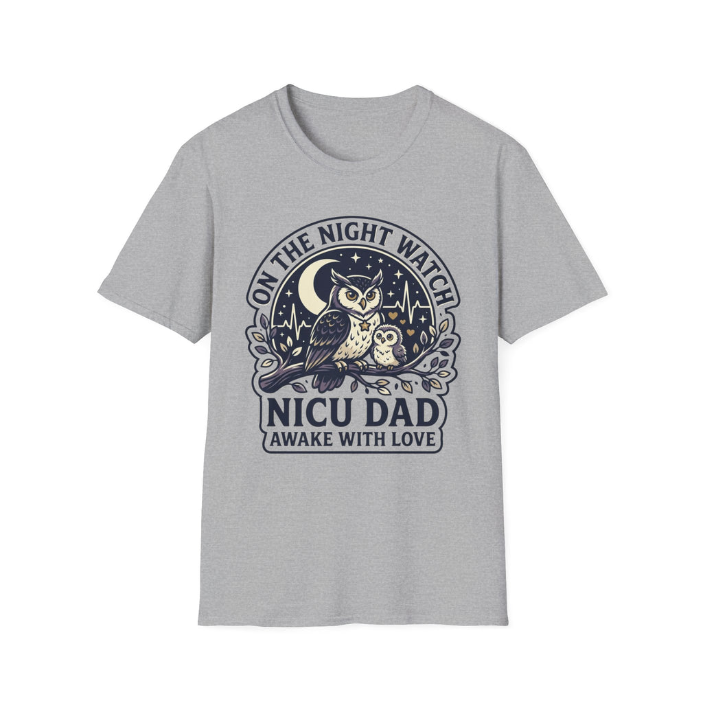 NICU Dad T‑Shirt — "On the Night Watch" Owl Design | Newborn & NICU Parent Gift